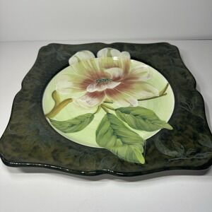 Certified International Patricia Brubaker flower green floral ceramic plate